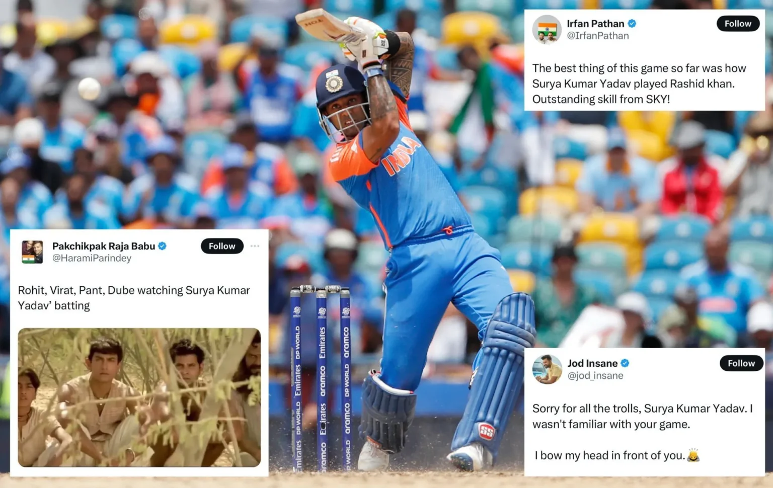 “Sorry for all the trolls” – Fans and Cricketers React to Suryakumar Yadav’s Stunning 53 in IND vs AFG T20 World Cup Super 8 Match